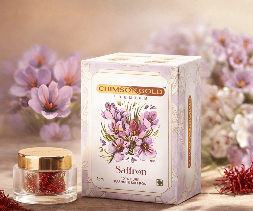 Saffron packaging with floral design