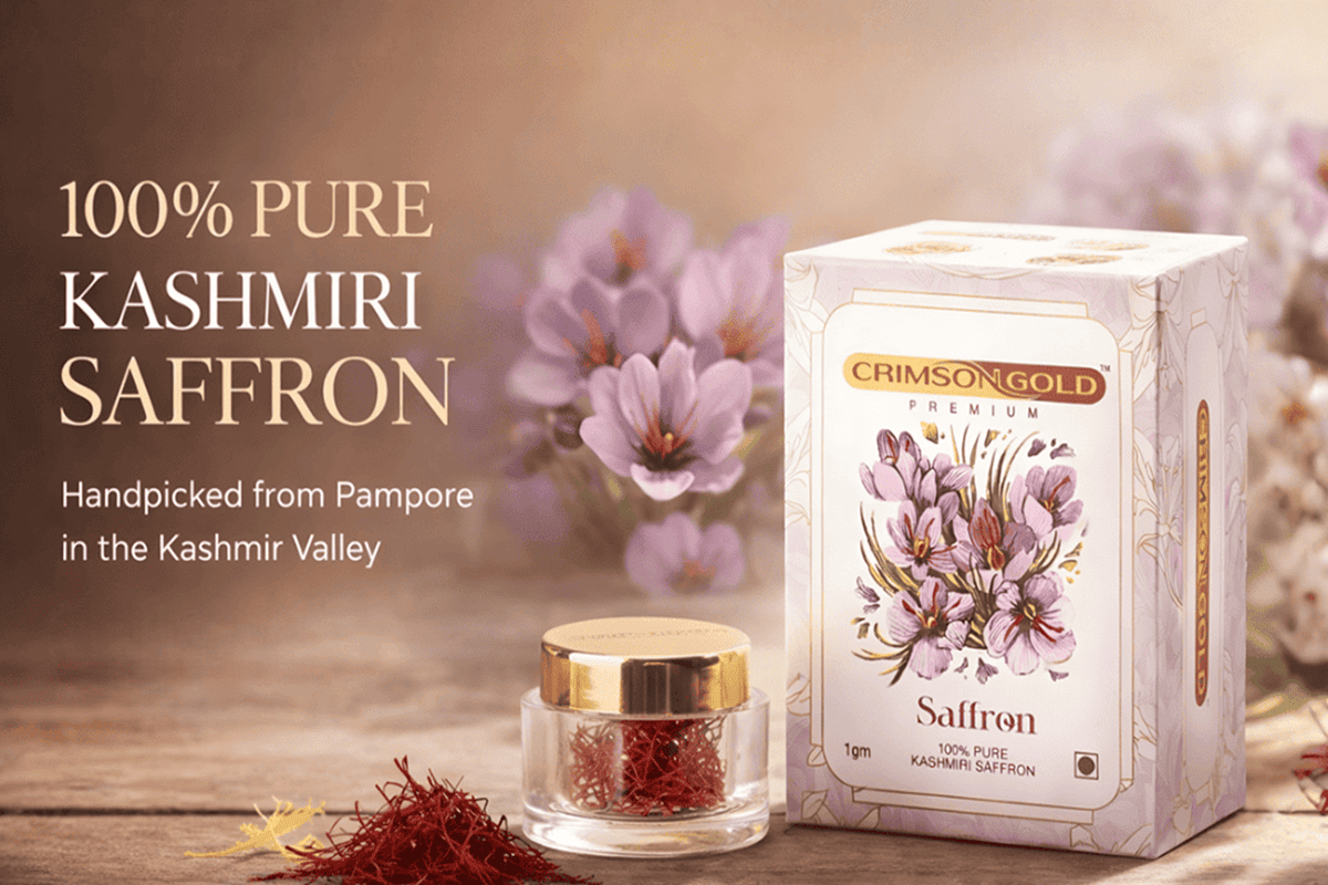 Pure Kashmiri saffron packaging display